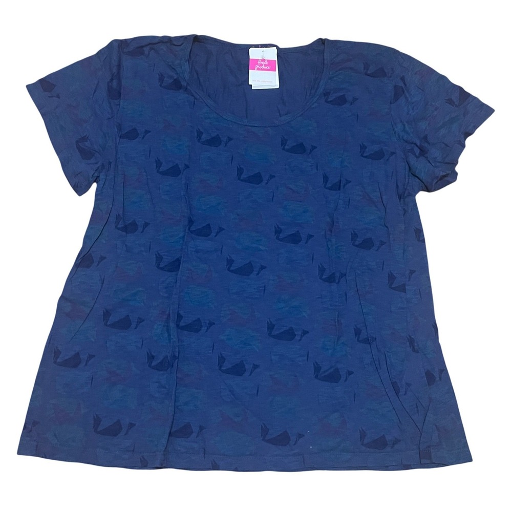 Fresh Produce Women's 1X Moonlight Blue Fish School Vintage Go T-Shirt NWT